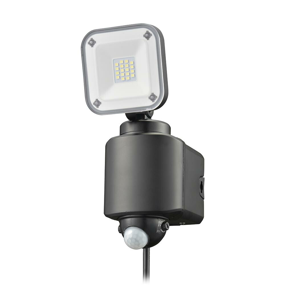 防犯センサーライト1灯(1600lm/昼光色/コンセント式、コード長3m/焦電型赤外線センサー/保護等級IP44)_07-8808_LS-A160W1_OHM(オーム電機)